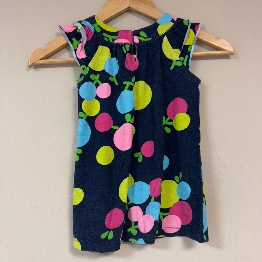 Navy Tunic Top Girls 4 Shirt Short Sleeve Summer Floral Beach Relaxed Cute